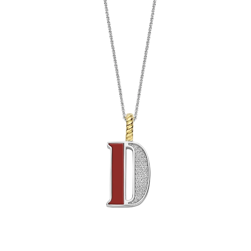 Initial Necklace Red Coral
