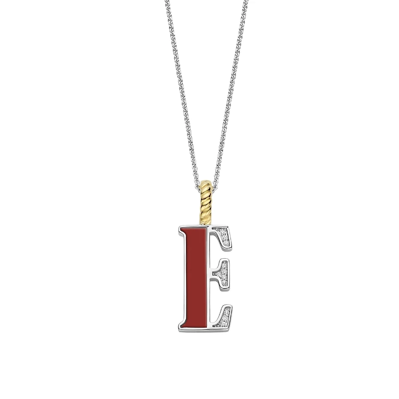 Initial Necklace Red Coral