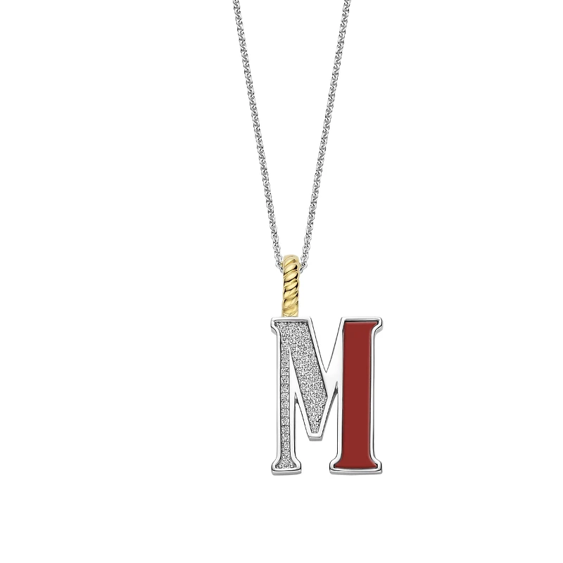 Initial Necklace Red Coral