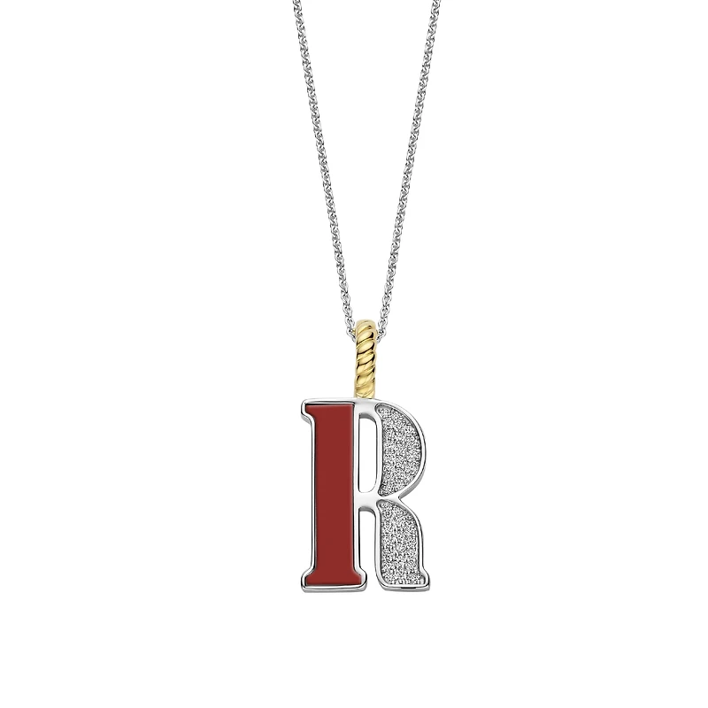 Initial Necklace Red Coral
