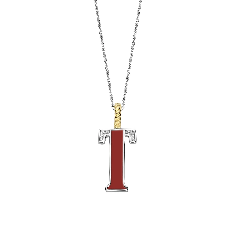 Initial Necklace Red Coral