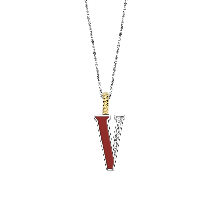 Initial Necklace Red Coral