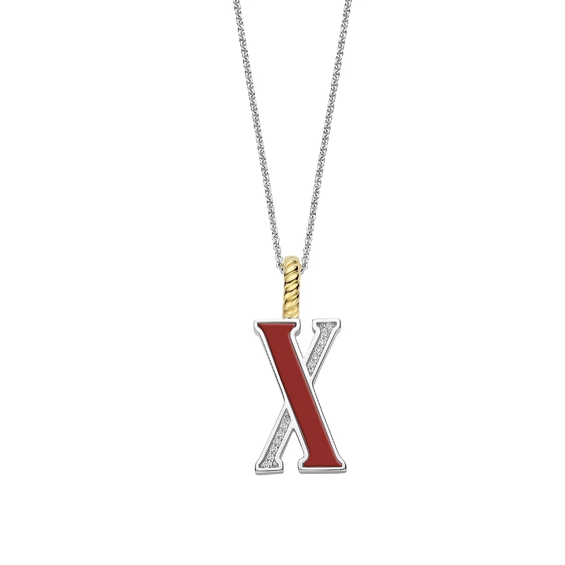 Initial Necklace Red Coral