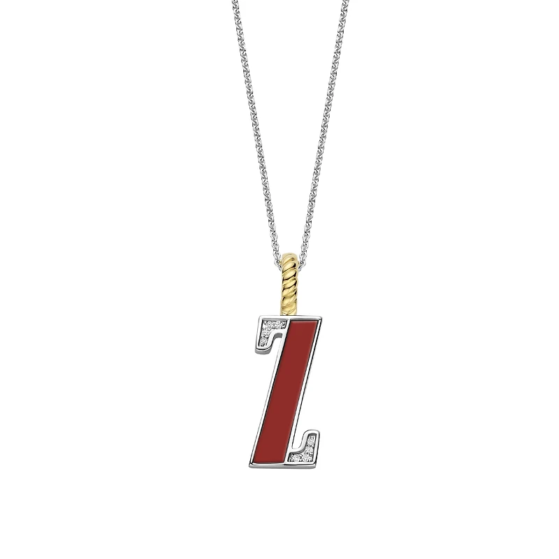Initial Necklace Red Coral