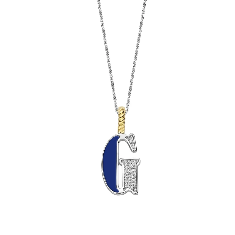 Initial Necklace Lapis Blue