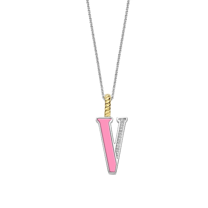 Initial Necklace Pink
