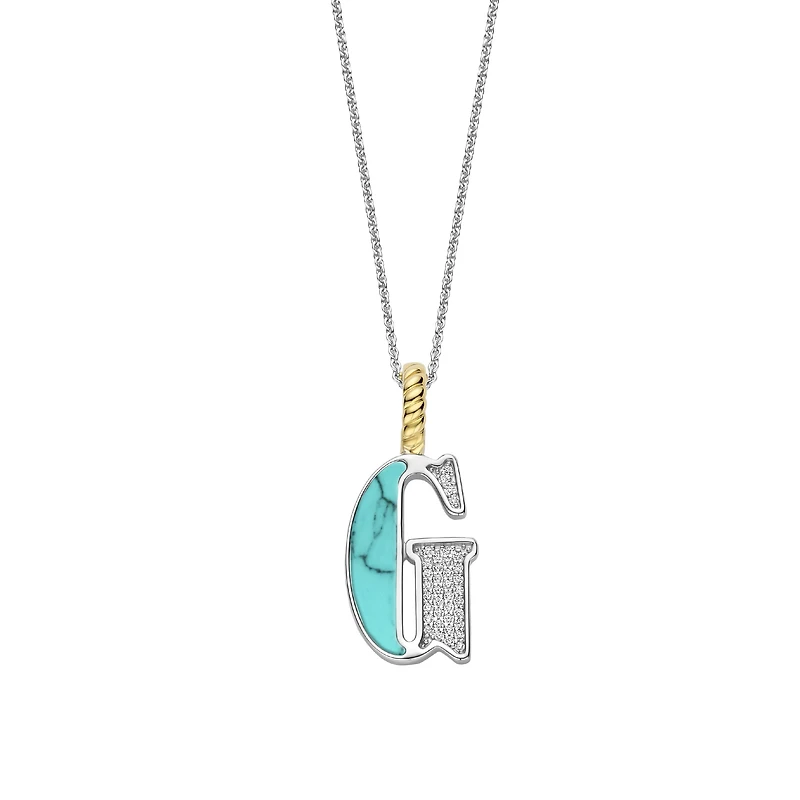 Initial Necklace Turquoise