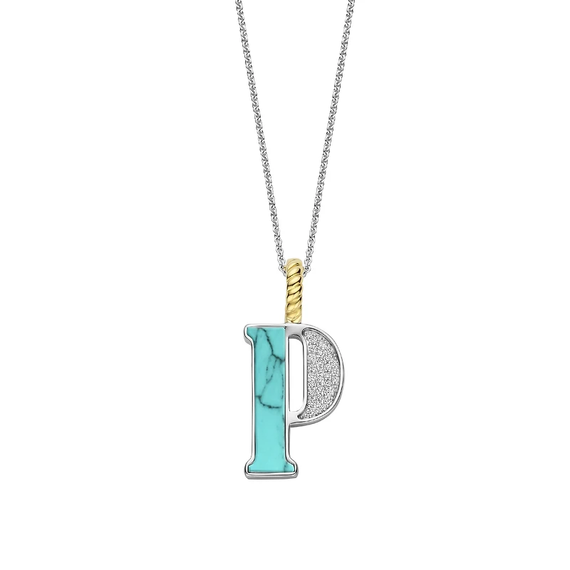 Initial Necklace Turquoise