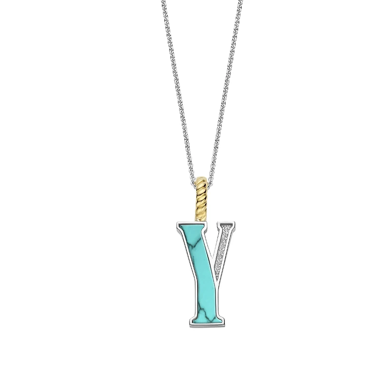 Initial Necklace Turquoise