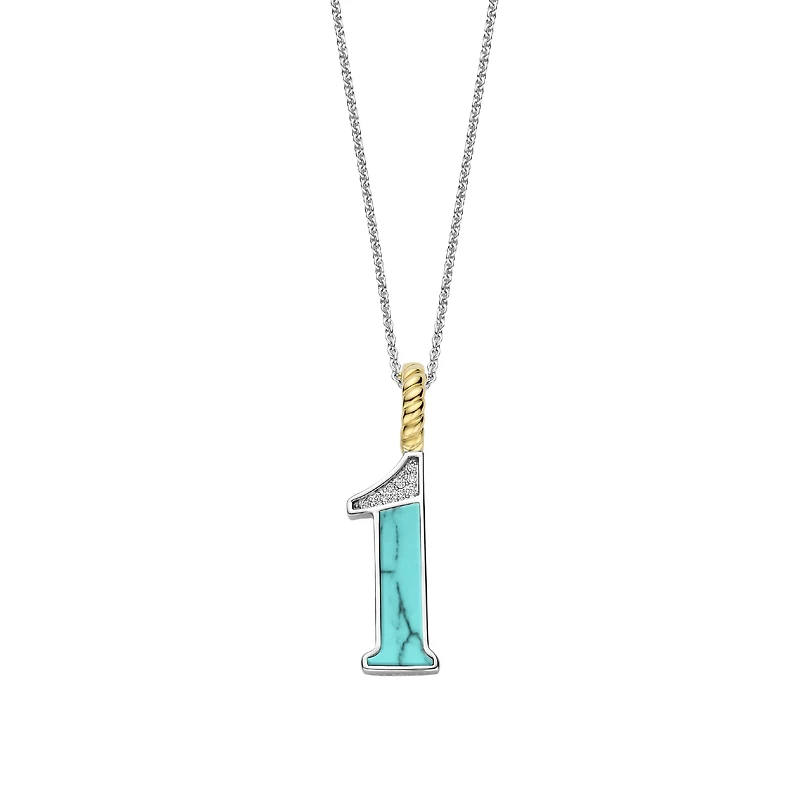 Number Necklace in Turquoise Blue