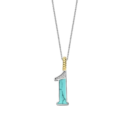 Number Necklace in Turquoise Blue