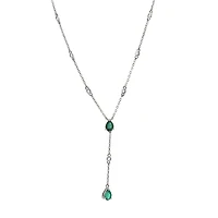 Pear Emeralds and Diamonds Lariat Necklace