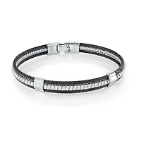 Three Row Black Steel Bracelet