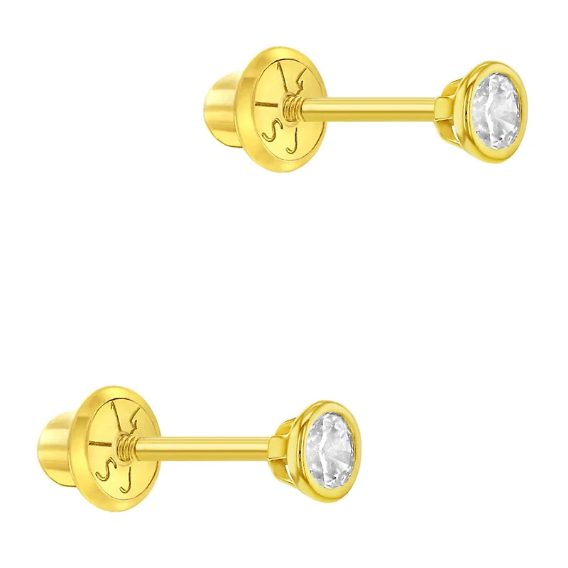 3MM Bezel Set Zirconia Kids Earrings