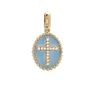 Blue Cross Diamond Oval Pendant 14KY
