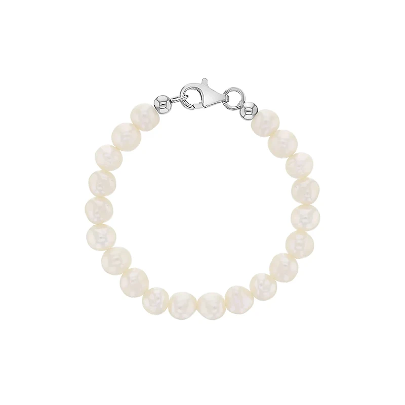 Cultured Pearl Kids Silver Bracelet