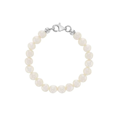 Cultured Pearl Kids Silver Bracelet