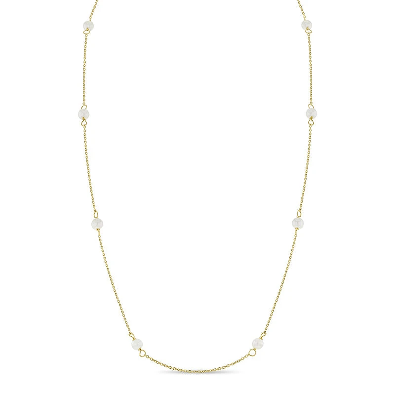 Kids Pearl Stations Gold Necklace