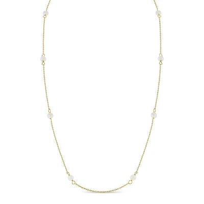 Kids Pearl Stations Gold Necklace