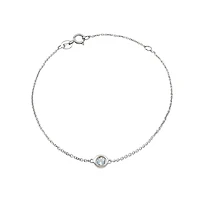 Birthstone Bezel Set Stone Bracelet - White Gold