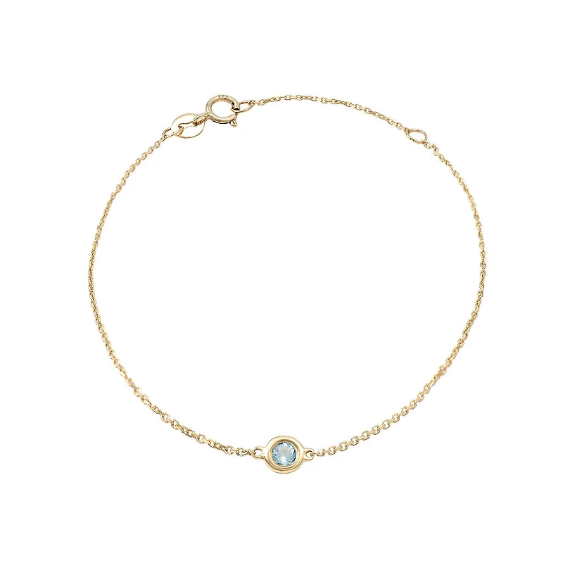 Birthstone Bezel Set Stone Bracelet - Yellow Gold