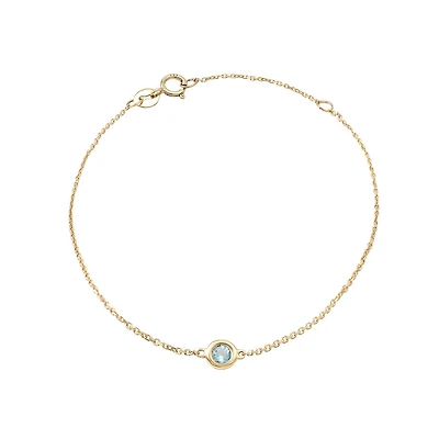 Birthstone Bezel Set Stone Bracelet - Yellow Gold