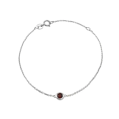 Birthstone Bezel Set Stone Bracelet - White Gold