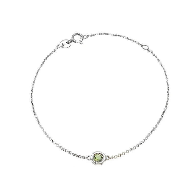 Birthstone Bezel Set Stone Bracelet - White Gold