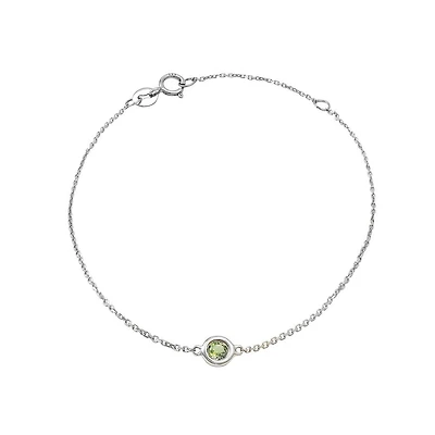 Birthstone Bezel Set Stone Bracelet - White Gold