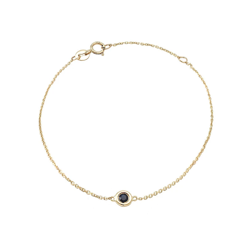 Birthstone Bezel Set Stone Bracelet - Yellow Gold