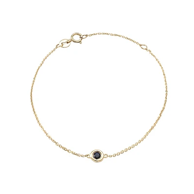 Birthstone Bezel Set Stone Bracelet - Yellow Gold