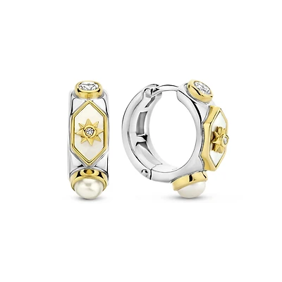Celestial Mother Pearl Huggie Earrings