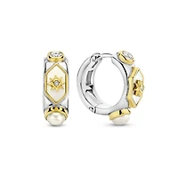 Celestial Mother Pearl Huggie Earrings