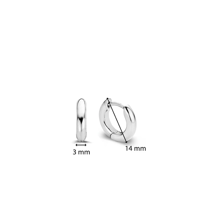 14.4mm All Silver Huggie Earrings