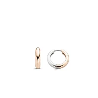 14.4MM Rose/Silver Huggie Earrings