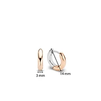 14.4MM Rose/Silver Huggie Earrings