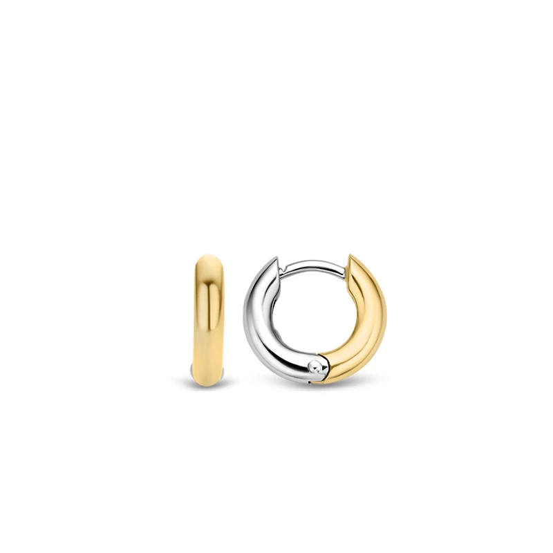 14.4mm Two Tone Huggie Earrings