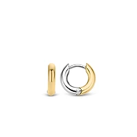 14.4mm Two Tone Huggie Earrings