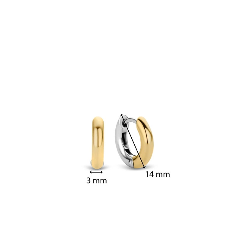 14.4mm Two Tone Huggie Earrings