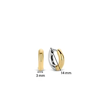 14.4mm Two Tone Huggie Earrings