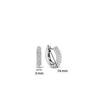 14.4MM Pave Silver Huggie Earrings