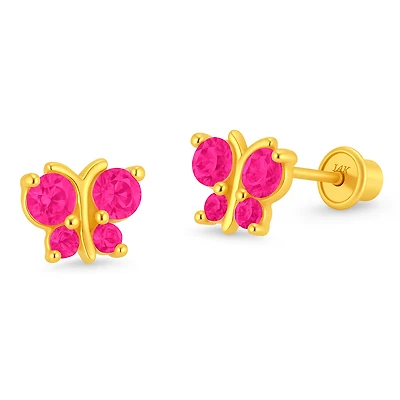 Hot Pink Butterfly Stud Earrings