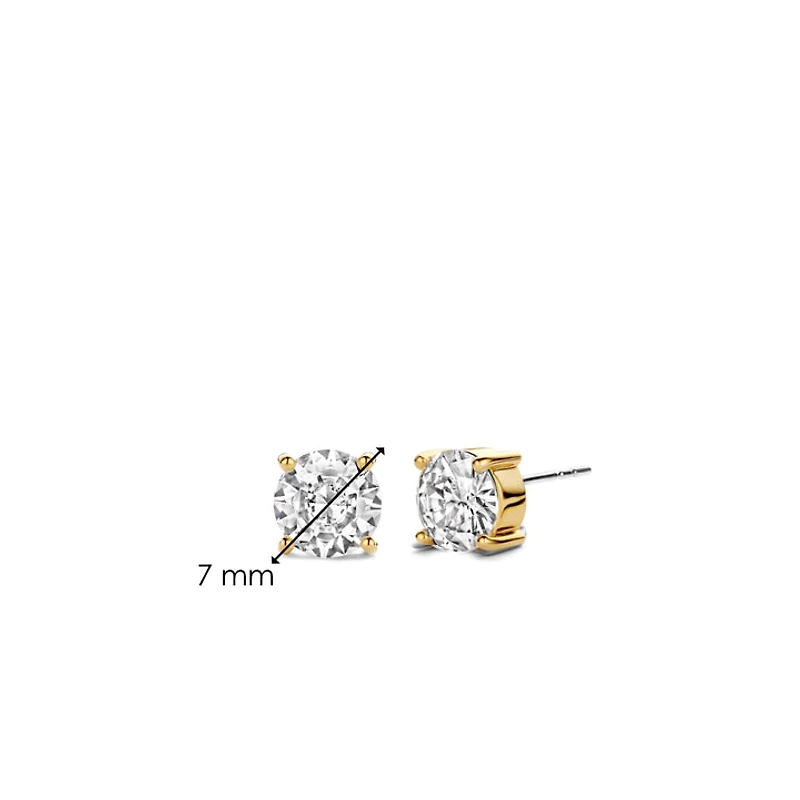 Basic Zirconia Golden Stud Earrings 7mm