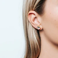 Basic Zirconia Golden Stud Earrings 9mm