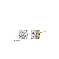 Basic Zirconia Golden Stud Earrings 9mm