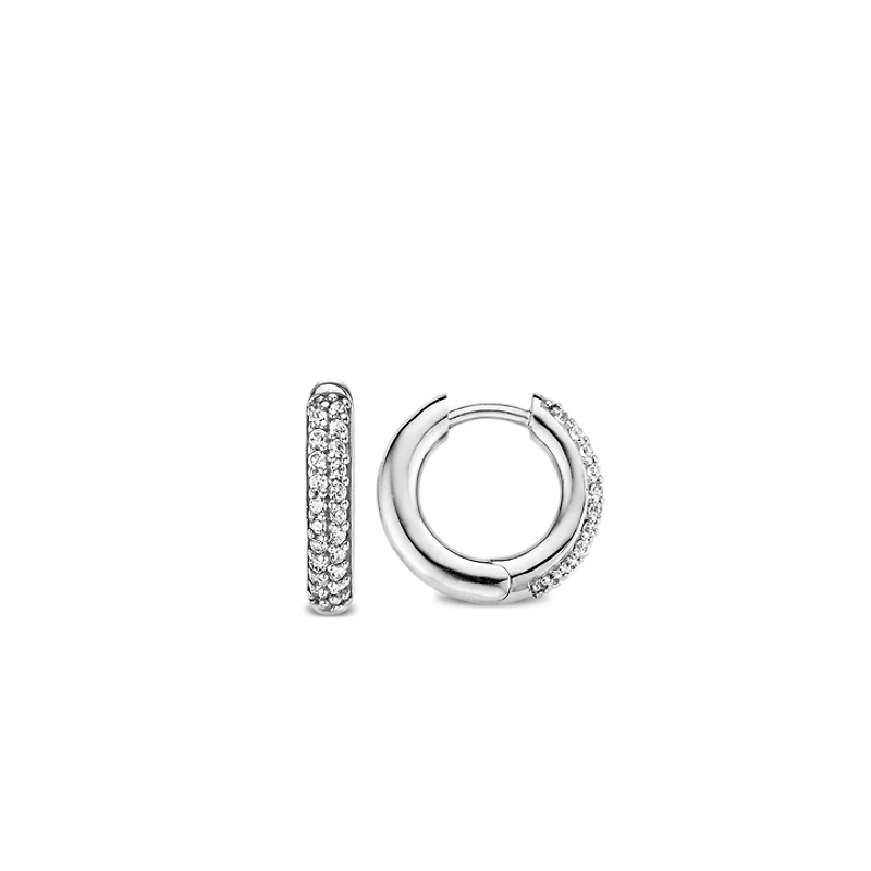 Pave huggie Earrings 17.5mm