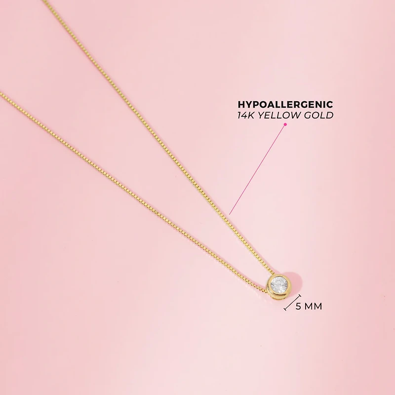 Bezel Set Zirconia Dot Kids Necklace