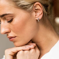 Pave X Hoop Earrings
