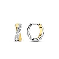 Crossover Golden Pave Huggie Earrings