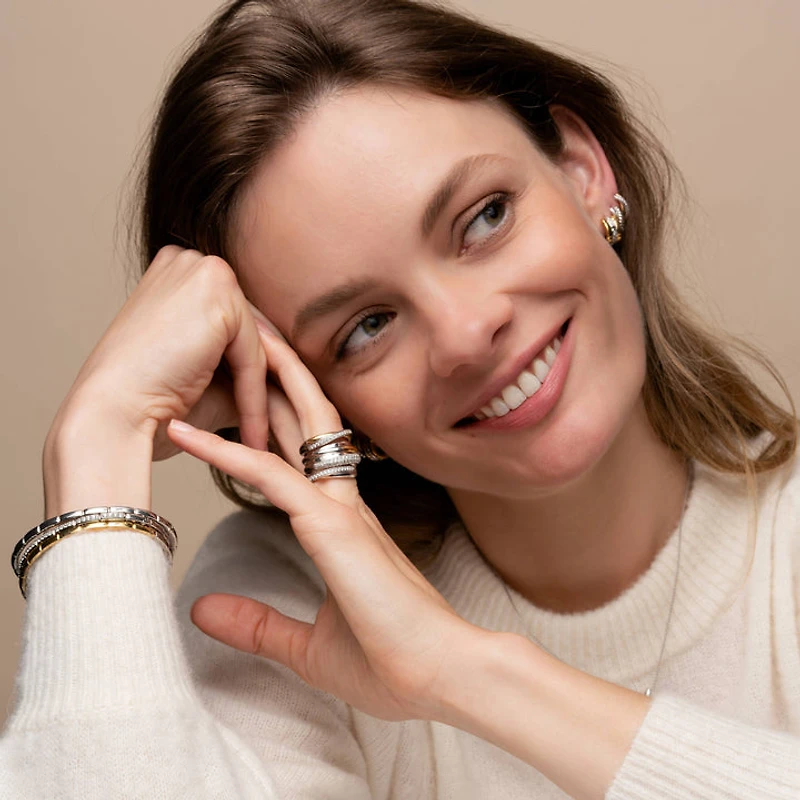 Crossover Golden Pave Huggie Earrings